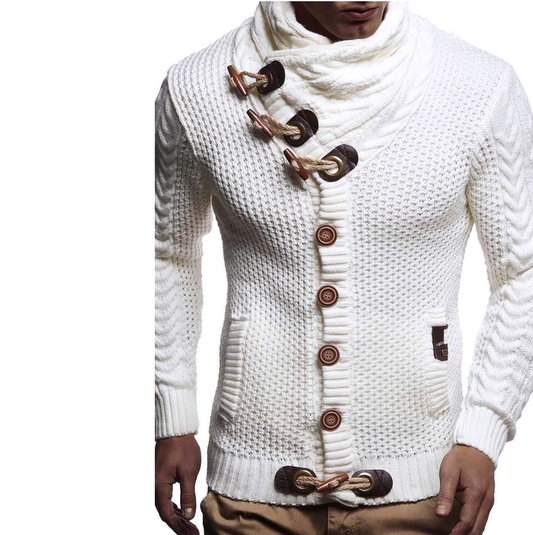 Men's Knitted Turtleneck Jacket – Winter Cardigan Sweater for Men